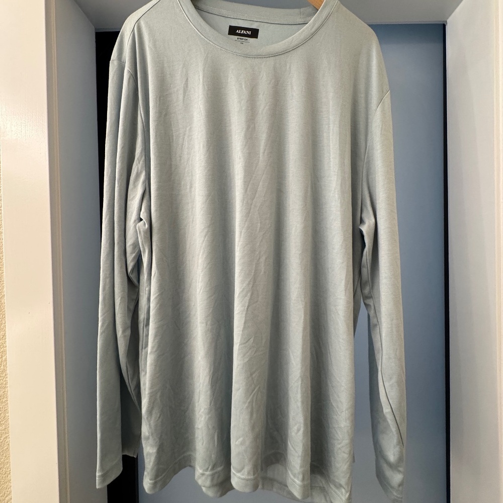 Alfani Ultra Soft Long Sleeve Tee Light Mist Blue Size XXL